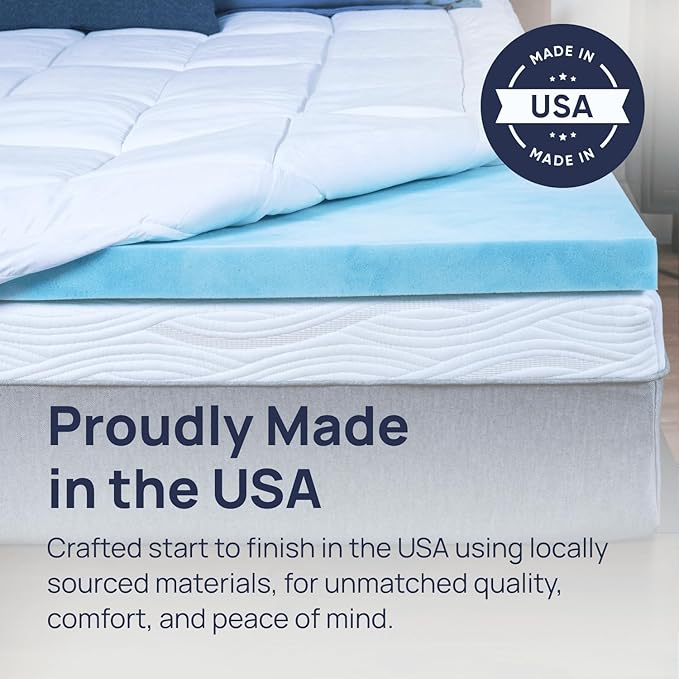 Sure2Sleep Gel Swirl Memory Foam Mattress Topper - 2 Inch, Pressure Relieving, Cooling Comfort - Made in The USA & CertiPUR-US Certified - Softens Firm Beds and Extends Mattress Life - Cal King Size