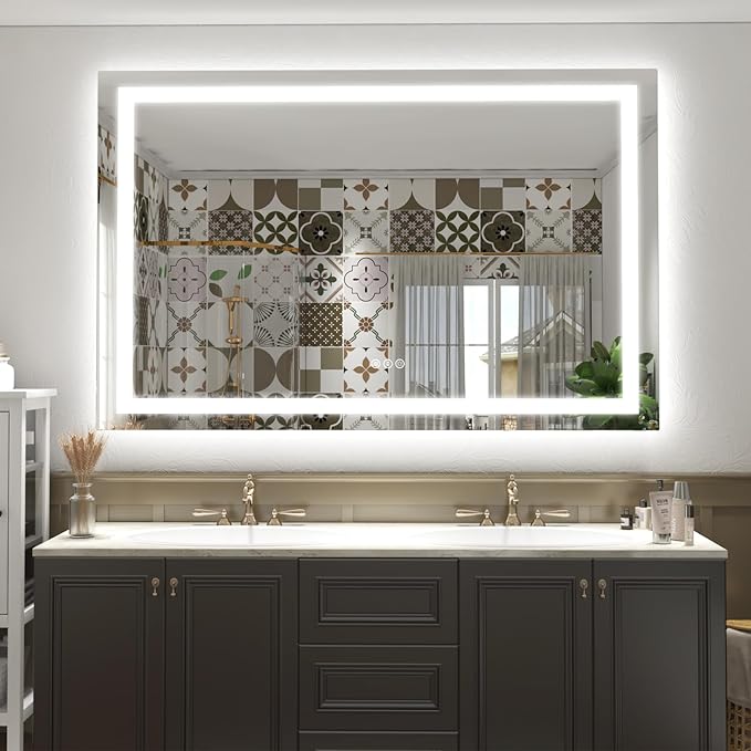 88x38 Super Large LED Mirror for Bathroom, Lighted Vanity Mirror for Wall, Dimmable, Anti-Fog, Shatter-Proof, ETL Listed (Front Lights + Backlit)