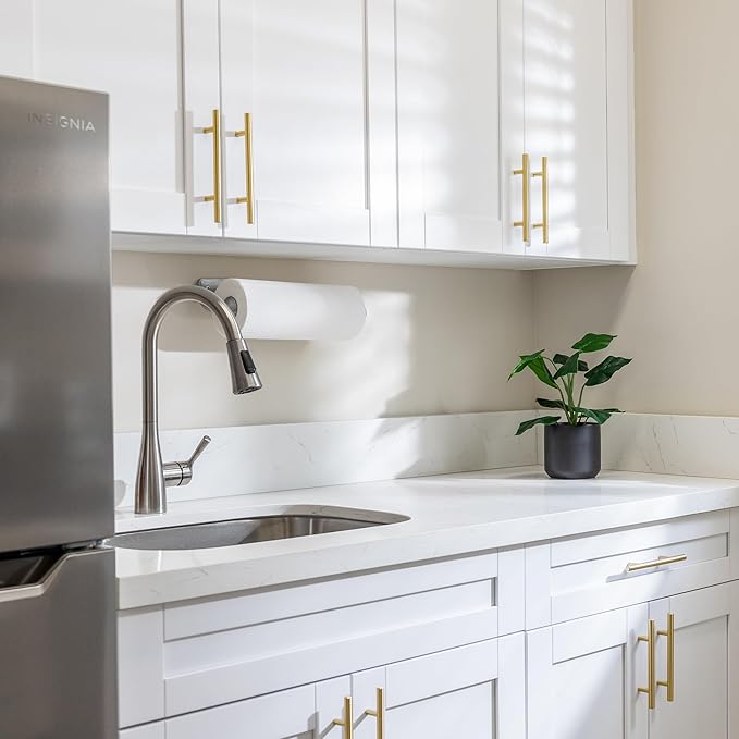 JOY DECOR 15 Pack Cabinet Handles, Gold Cabinet Pulls, 8-3/4 in Hole Center Kitchen Cabinet Handles, Stainless Steel T Bar Handles for Dresser Drawers