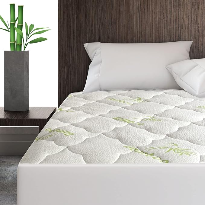 Air Mattress Cover Twin Size, Thick Viscose Made from Bamboo Quilted Mattress Topper for Kids, Noiseless Extra Plush Pillow Top Pad Fits 15-23 Inches Deep Mattresses