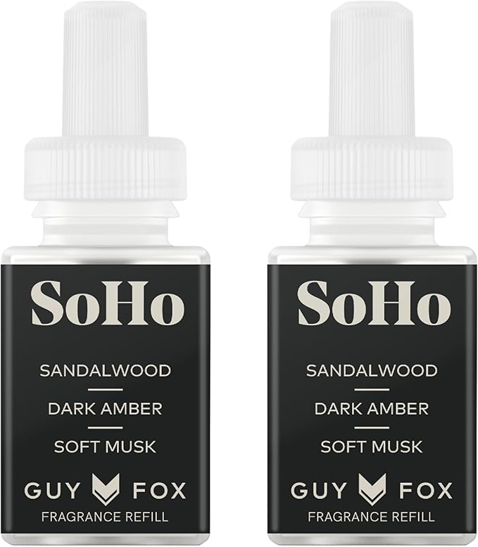 Pura & Guy Fox Home Scent Refill - Smart Air Diffuser - Up to 120-Hours of Luxury Fragrance per Refill - Home Essential - Clean & Safe Diffuser Fragrance - 2 Pack, SoHo