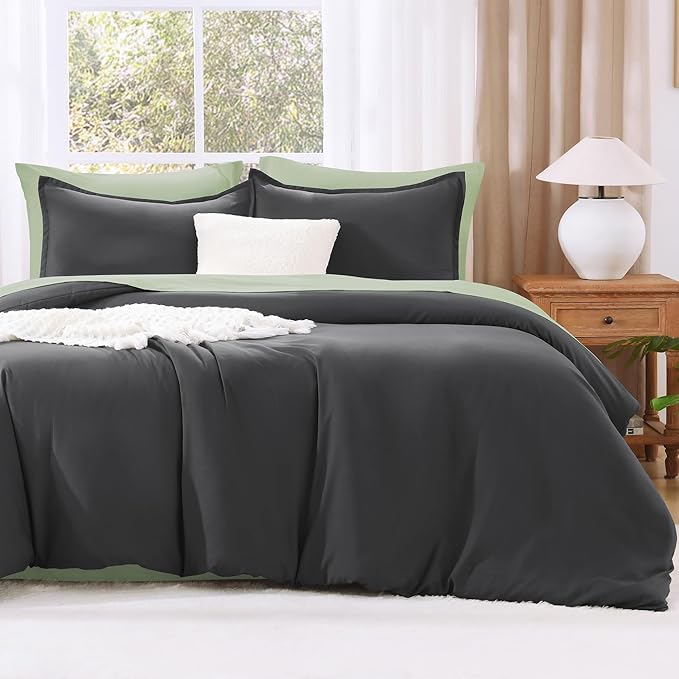 Litanika Grey Comforter Set Twin/Twin XL Size, 2 Pieces Lightweight Plain Bedding Comforter Set, All Season Fluffy Bed Set (66x90In Comforter & 1 Pillowcase)
