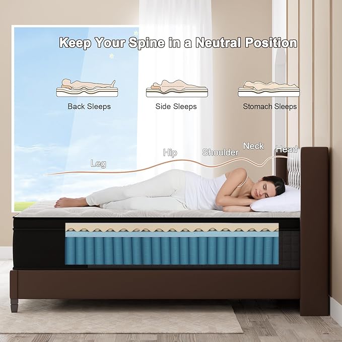 Twin Mattress, 14 Inch Hybrid Mattresses Eurotop with Gel Memory Foam,Motion Isolation Individually Wrapped Pocket Coils Breathable Comfort Soft Pressure Relief 100 Night Trial