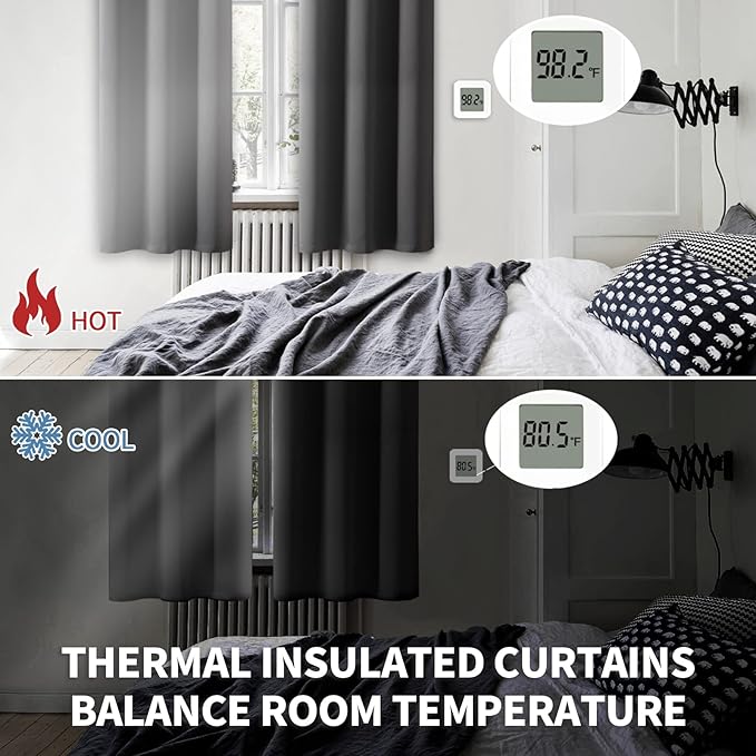 BGment Blackout Curtains for Bedroom - Grommet Thermal Insulated Room Darkening Curtains for Living Room, Set of 2 Panels, Each 55 x 69 Inch, Dark Grey