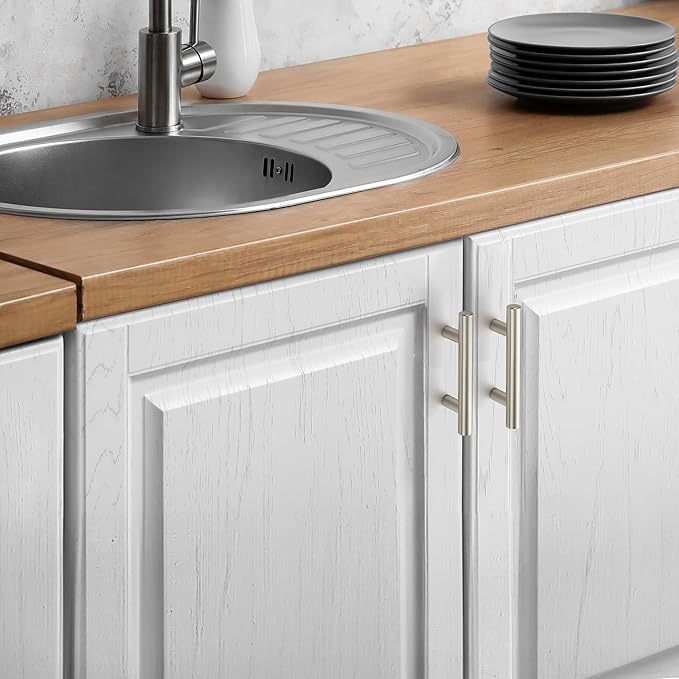JOY DECOR 3 Pack Cabinet Handles, Brushed Nickel Cabinet Pulls, 2-1/2 in Hole Center Kitchen Cabinet Handles, Stainless Steel T Bar Handles for Dresser Drawers