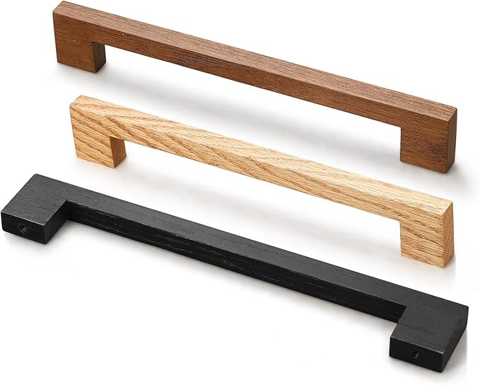 Black Square 7-1/2in 10 pcs Wooden Drawer Pulls Handle pulls for cabinets Kitchen Cabinet Drawer pulls Cabinet Door Pull