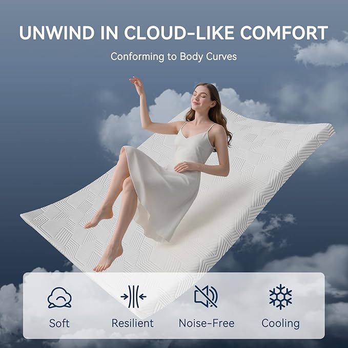 ELEMUSE 4 Inch Gel Memory Foam Mattress Topper Cal King Size Pressure-Relieving Mattress Topper for Back Pain,Non-Slip Design with Removable & Washable Cover, CertiPUR-US