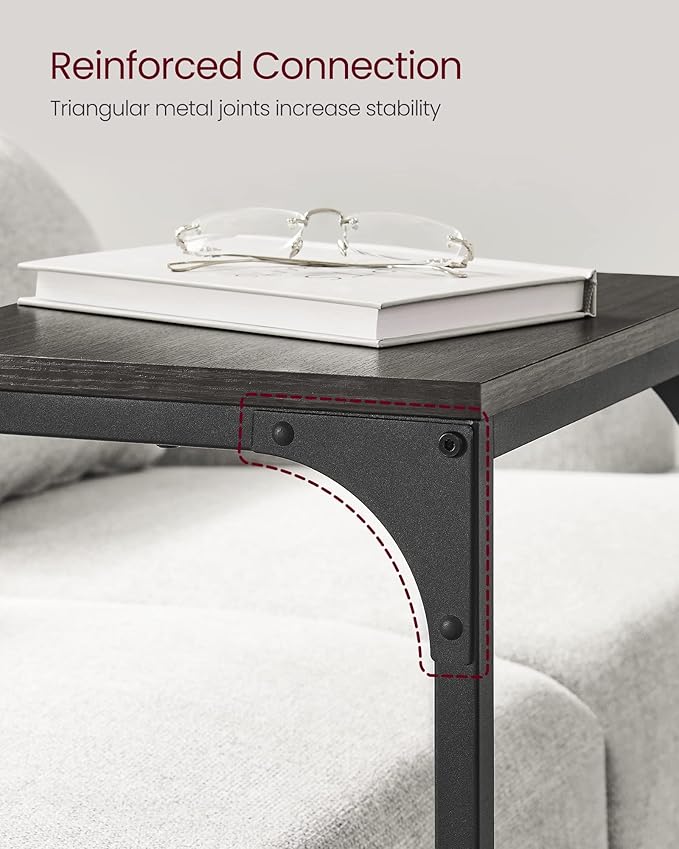 VASAGLE C-Shaped End Table Set of 2, Small Side Table for Couch, Sofa Table with Metal Frame for Living Room, Bedroom, Bedside, Ebonized Oak and Black