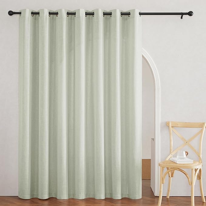 RYB HOME Semi Sheer Curtains - Linen Burlap Rich Texture for Bathroom Laundry Room, Light Filtering Half Privacy Wrinkle-Resistant Modern Style Window Treatments, Sage Green, W 60 x L 90, 1 Pc