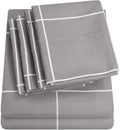 Full Size Bed Sheets - 6 Piece 1500 Supreme Collection Fine Brushed Microfiber Deep Pocket Full Sheet Set Bedding - 2 Extra Pillow Cases, Great Value, Full, Window Pane Gray
