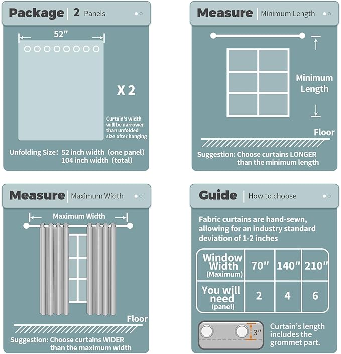 BGment Room Darkening Curtains 63 Inches Long - Grommet Thermal Insulated Drapes Window Treatment Curtains for Bedroom, 2 Panels, 52 x 63 Inch, Light Grey