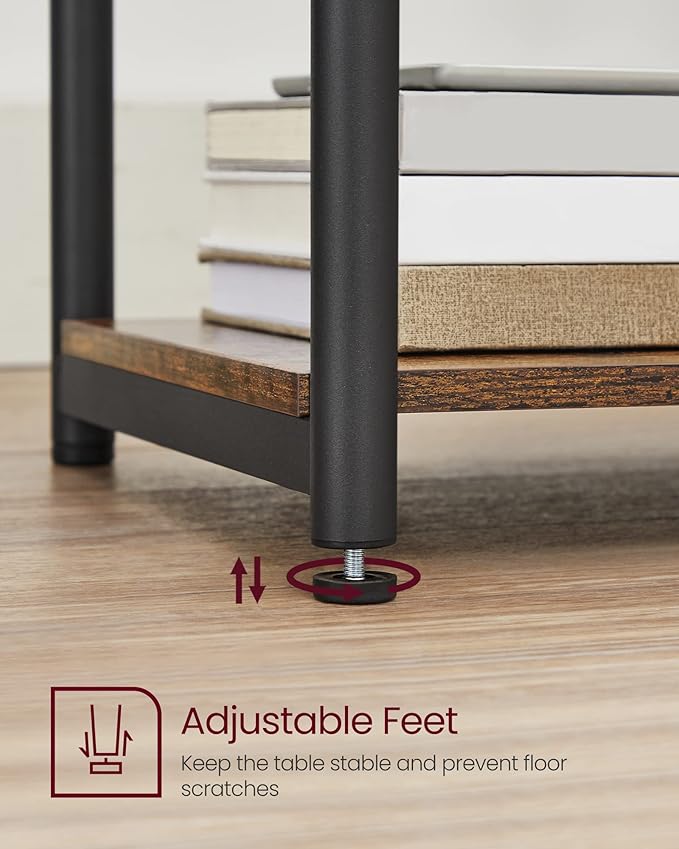 VASAGLE Side Tables Set of 2, Small End Table, Nightstand for Living Room, Bedroom, Office, Bathroom, Rustic Brown and Black ULET272B01