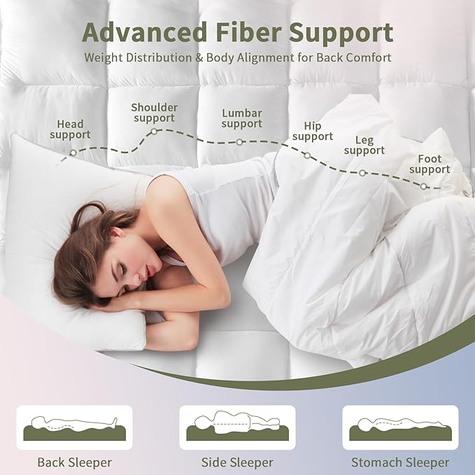 Extra Thick Fitted Mattress Topper - California King Size | Soft & Cooling Pillow Top Mattress Pad & Protector | Bed Topper for Back Pain, Straps Stretch 6" to 22" Deep