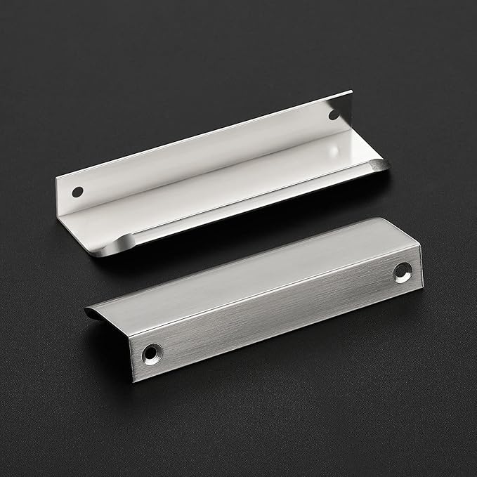 Ravinte Hardware 12 Pack Silver Cabinet Handles, 4.75 Inch (120mm) Finger Edge Pulls, 3.75 Inch Hole Center, Finger Pulls for Cabinets