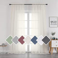 OVZME Sheer Ivory Curtains Light Filtering Window Drapes for Living Room Bedroom and Wedding Party, Voile Nice Vertical Sense Sliding Glass Door, Per Panel 42 by 96 Inch, Set of 2 Pieces