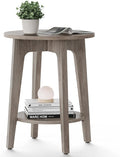 VASAGLE MAEZO Collection - Side Table, 2-Tier Small Round End Table, Nightstand with Tapered Legs, Curved Transitions, for Small Spaces, Living Room, Bedroom, Heather Greige ULET283T02