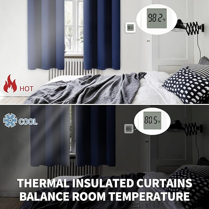 BGment Blackout Curtains for Bedroom - Grommet Thermal Insulated Room Darkening Curtains for Living Room, Set of 2 Panels (52 x 72 Inch, Navy Blue)