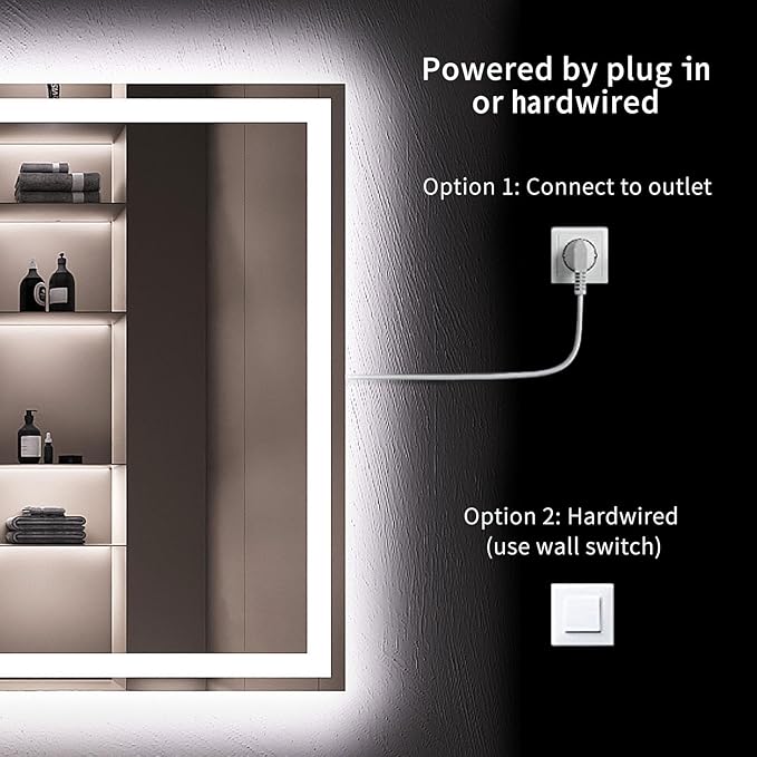 LOAAO 20X28 LED Bathroom Mirror with Lights, Anti-Fog, Dimmable, Backlit + Front Lit, Lighted Bathroom Vanity Mirror for Wall, Memory Function, Tempered Glass, Shatter-Proof, ETL Listed