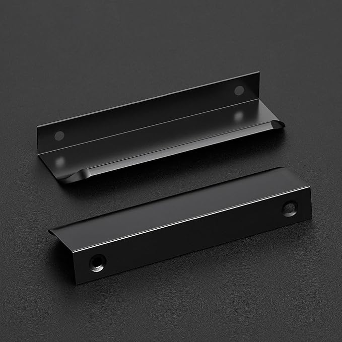 Ravinte Hardware 30 Pack Black Cabinet Handles, 5 Inch (128mm) Finger Edge Pulls, 4 Inch Hole Center, Finger Pulls for Cabinets