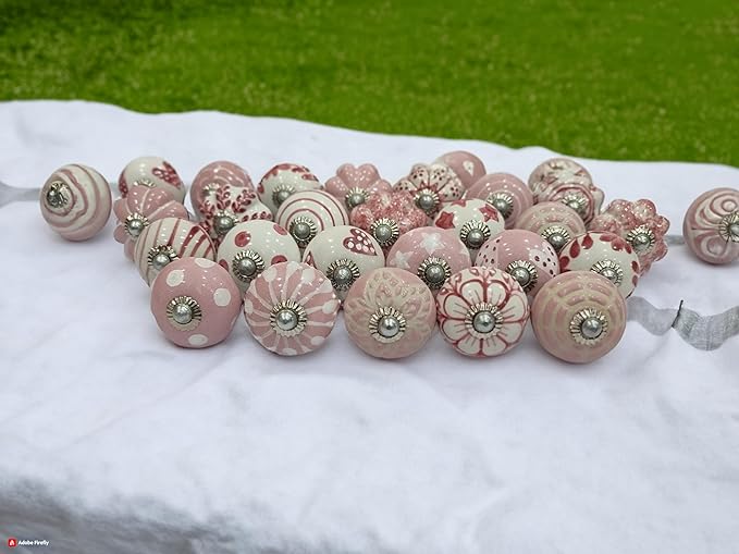 Assorted Cabinet Knobs Mandala Ceramic Door Knobs Colorful Kitchen Furniture Drawers Knobs for Cabinets Kitchen Furniture Drawers Interior Décor Wardrobe-Pack of 12