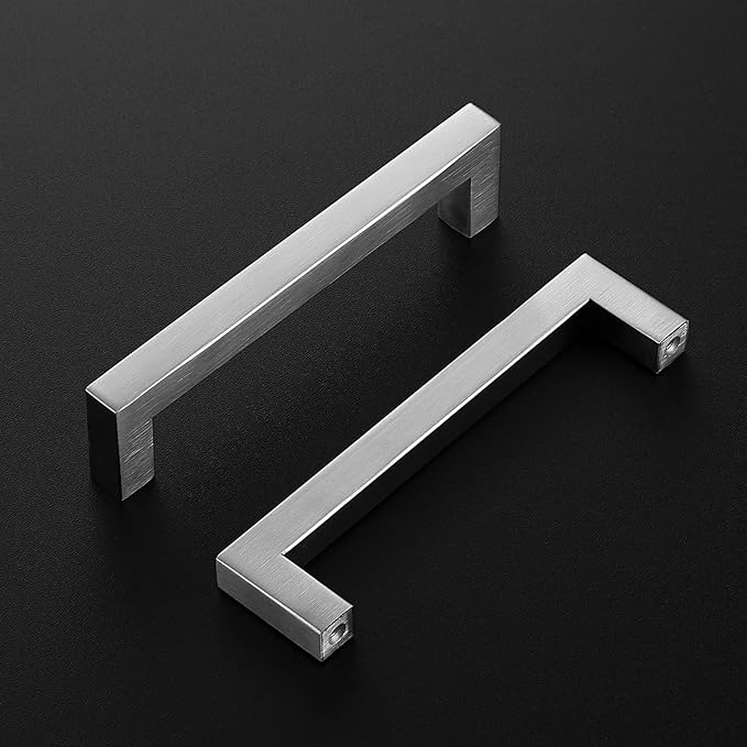 Ravinte 25 Pack Brushed Nickel Kitchen Cabinet Handles 5 Inch Cabinet Pulls Square Kitchen Hardware for Cabinet Drawer Pulls Drawer Handles Come with Screwdriver