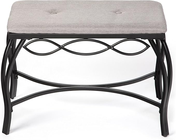 Mango Steam Heather Gray Shoe Bench - Vanity Seat for Makeup Room, Dressing Stool, Entryway Bench - Powder Coated, Upholstered, Space Saving