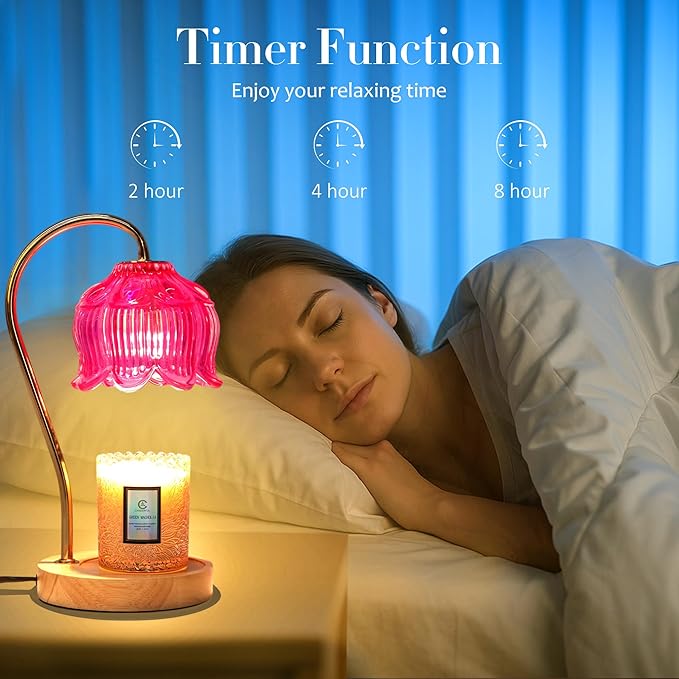 Vintage Flower Candle Warmer Lamp with Timer & Dimmer - Lotus Candle Lamp Warmer - Fits All Jar Scented Candles，Unique Gifts for Mom
