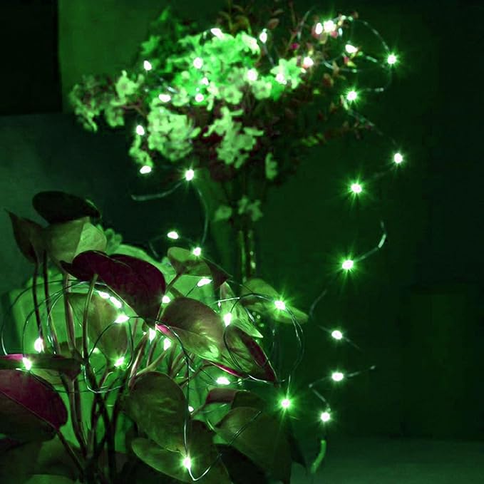 4 Pack 50 LED Fairy Lights Battery Operated with Timer, 16FT Waterproof Halloween Battery Lights Outdoor Indoor Starry Mini Led String Light for Halloween parties Bedroom Home DIY Decoration (Green)