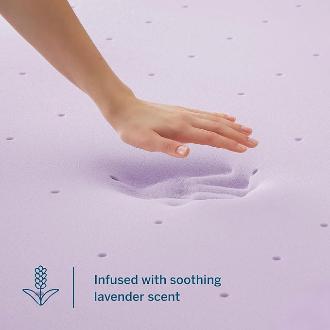 LUCID 4 Inch Lavender Infused Memory Foam Mattress Topper, Full Size – Ventilated Design – Pressure Relieving Bed Topper - Mattress Pad – CertiPur Certified