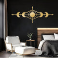Hfrolixit Moon Phase Metal Wall Decor, Boho Moon Metal Wall Art, Celestial Wall Decor, Scandinavian Natural Wall Art, Astrology Wall Hanging (Gold, 48"x19"/121x49cm)