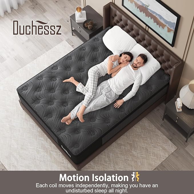 Twin Mattress, 12 Inch Hybrid Mattresses Black with Gel Memory Foam and Individually Pocket Innerspring Euro Top Medium Firm for Motion Isolation, Edge Support