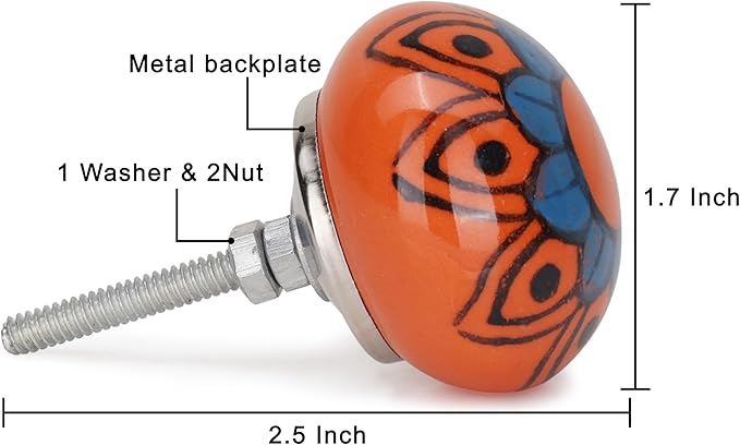 Cabinet Multicolor Assorted Ceramic Drawer Pull Handle Kitchen Cupboard Wardrobe Knob Boho Room Decorative Furniture Hardware Dresser Drawers Knobs-Pack of 6