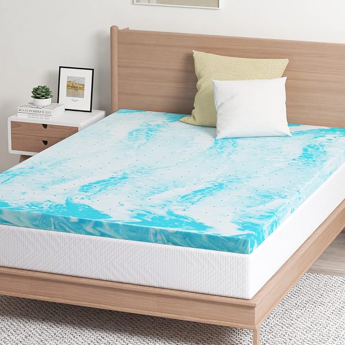 EGO Topper 2 Inch Twin Memory Foam Mattress Topper, Gel Foam Mattress Topper for Pressure Relief, Ventilated Design Bed Topper in a Box, CertiPUR-US Certified, 38"×75", Medium