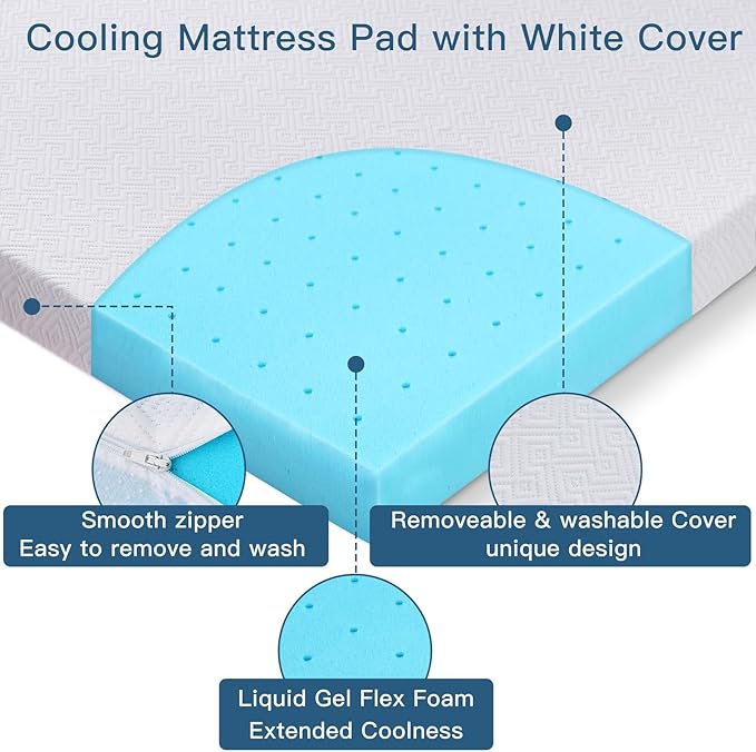 Airensky 4 Inch Memory Foam Mattress Topper, Cooling Gel Infused High Density King (76"x80") Topper with Removable Skin-Friendly Cover, Bed Topper for Pressure Relief Back Pain, CertiPUR-US Certified
