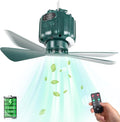 DUKUSEEK Tent Ceiling Fans for Camping, 10400mAH Large Capacity Portable Hanging Tent Fans with Light and Remote Control, USB Battery Operated Camping Fan for Canopy Tent Beach army green