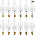 E12 Candle Light Bulbs 60W, Dimmable Warm White 2700K Chandelier Light Bulbs for Ceiling Fan or Pendants, CA10 Clear Candelabra Gold Base Bulbs, 12 Pack