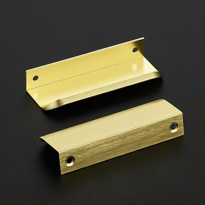 Ravinte Hardware 30 Pack Gold Cabinet Handles, 4 Inch (102mm) Finger Edge Pulls, 3 Inch Hole Center, Finger Pulls for Cabinets