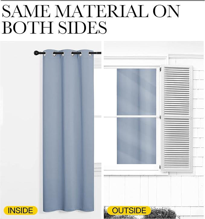 NICETOWN Vintage Blue Blackout Curtains 86 inches Length for Living Room, 2 Panels, 55" Wide, Thermal Insulated Long Drapes for Large Window