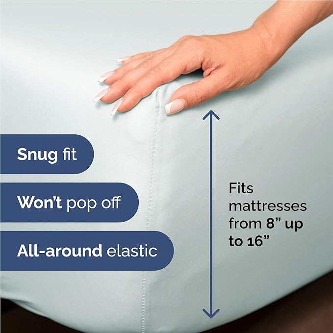 Twin XL Size 3 Piece Sheet Set - Comfy Breathable & Cooling Bed Sheets Set - Hotel Luxury Bedding for Women, Men, Kids, Teens, Boys & Girls - Deep Pockets, Soft and Wrinkle Free - Oeko-Tex - Ice Blue
