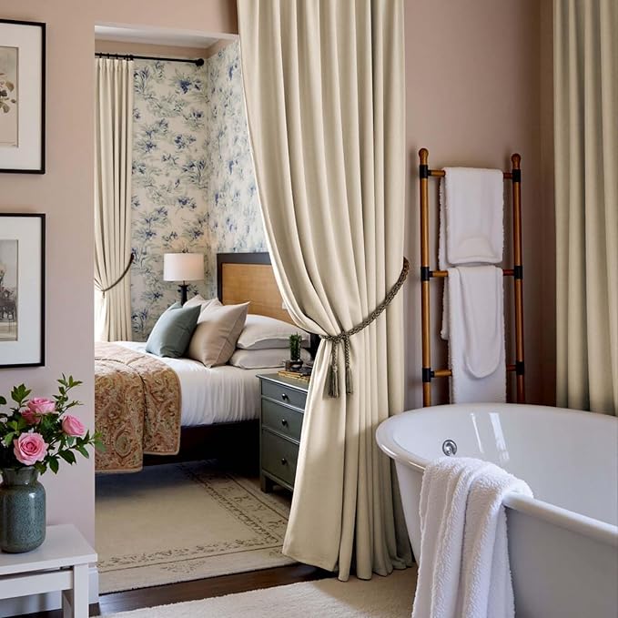 Lazzzy Velvet Blackout Curtains Thermal Insulated Room Window Drapes Super Soft Luxury Curtains for Living Room Bedroom Rod Pocket 2 Panels, Beige, 62" W x 120" L