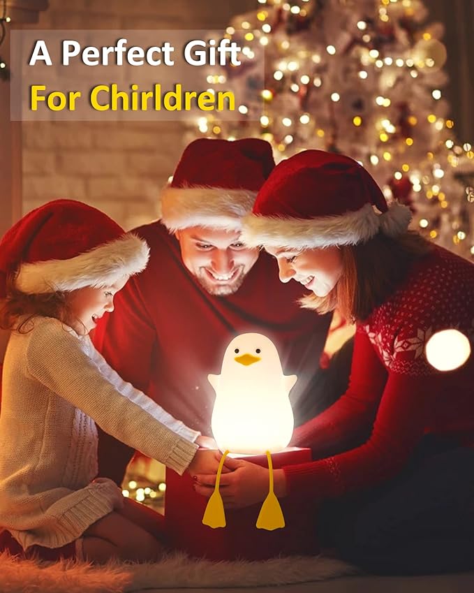 Attivolife Duck Night Light for Kids, Cute Animal Silicone Lamp Touch Control + Dimmable + Timer, USB Rechargeable LED Feeding, Bedside Bedroom Decor Birthday Gifts for Toddler Baby Women