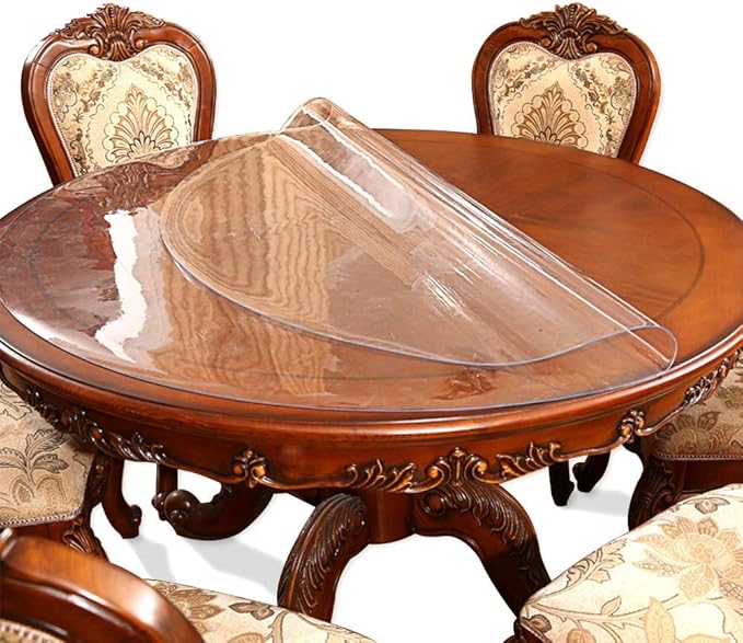 26 Inch Clear Round Table Cover Protector 1.5mm Thick Table Protector for Dining Room Waterproof Plastic PVC Vinyl Tablecloth Cover Circle Tabletop Desk Pad Mat for Furnture Coffee End Bed Side Table