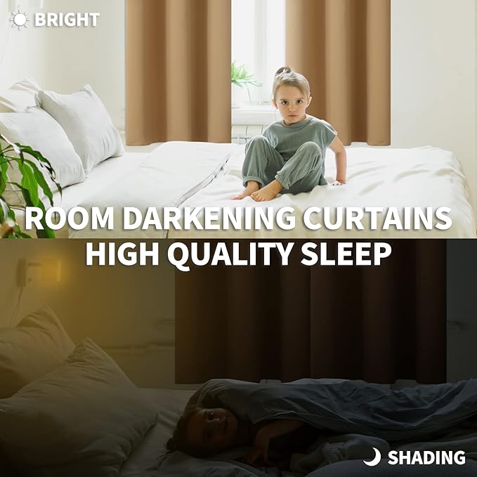 BGment Blackout Curtains - Grommet Thermal Insulated Room Darkening Bedroom and Living Room Curtains, Set of 2 Panels (52 x 120 Inch, Khaki)
