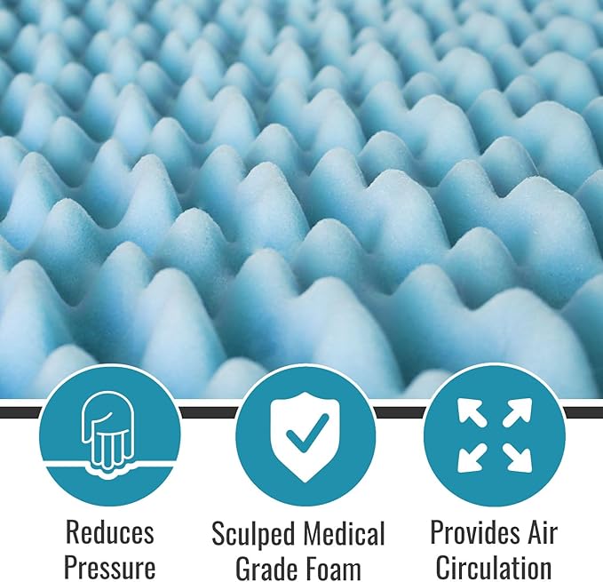 DMI Foam Mattress Topper, Egg Crate Foam Pad, Mattress Pad And Bed Topper For Support, Air Circulation, Pressure Relief And Weight Distribution, Queen Size Mattress, 56 x 78 x 2