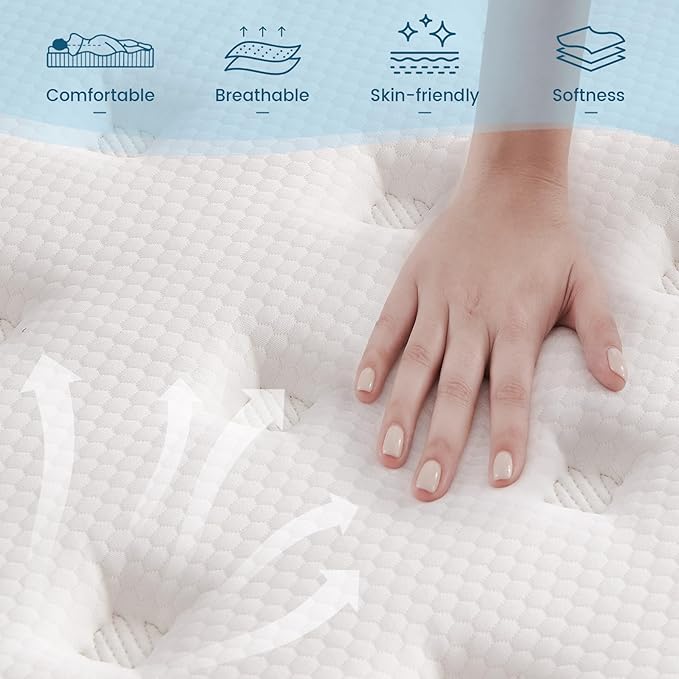 Twin Size Mattresses, 10 Inch Hybrid Memory Foam Individual Pocket Springs Twin Bed Mattress in a Box with Pressure Relief, Motion Isolation, CertiPUR-US, 100 Nights Trial