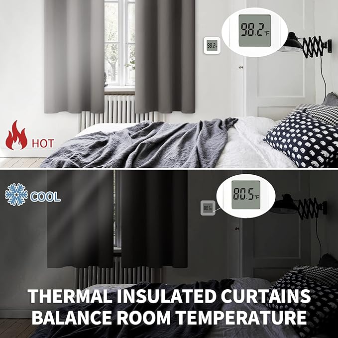 BGment Blackout Curtains for Bedroom - Grommet Thermal Insulated Room Darkening Curtains for Living Room, Set of 2 Panels (38 x 45 Inch, Grey)