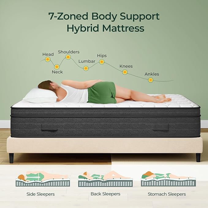 koorlian Twin Size Mattress 12 Inch - Cooling Hybrid Single Mattress in a Box for Back Pain Relief - Pocket Spring & Memory Foam | Fiberglass-Free, Medium Firm Feel, CertiPUR-US, 120 Nights Trial