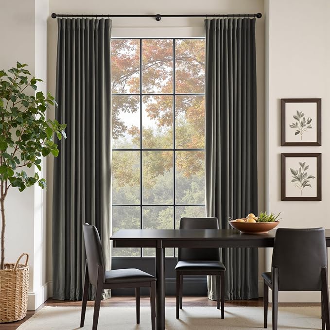 Lazzzy Velvet Blackout Curtains Thermal Insulated Room Window Drapes Super Soft Luxury Curtains for Living Room Bedroom Rod Pocket 2 Panels, Grey, 52" W x 96" L