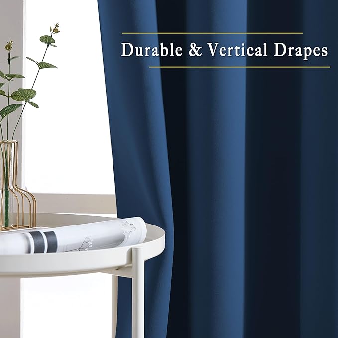 NICETOWN Blackout Curtains Panels for Window - Window Treatment Thermal Insulated Solid Grommet Blackout Drapes for Bedroom (Moroccan Blue, Double Panels, 52 by 72 Inch)