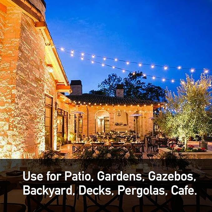 Banord 102FT Outdoor String Lights, Waterproof Patio Lights with 35 Shatterproof LED Bulb Hanging Light String, Black String Light Vintage Party Lights for Garden, Backyard, Porch, Cafe, Deck, Wedding